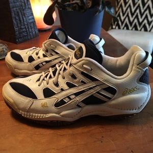 Asics Gel Athletic Shoes Womens Sz 9.5 Rhyno Skin White Volleyball Racketball